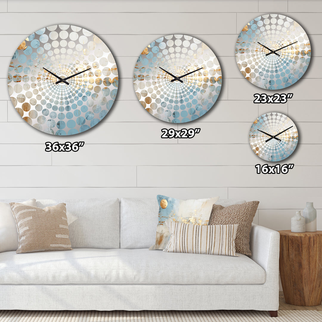 Blue And Gold Minimal Expression - Abstract Metal Wall Clock