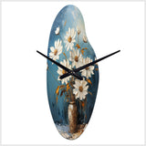 White Daisy Efflorescence Bouquet Serenity - Asymmetric Metal Wall Clock