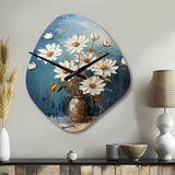 White Daisy Efflorescence Bouquet Serenity - Asymmetric Metal Wall Clock