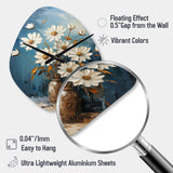 White Daisy Efflorescence Bouquet Serenity - Asymmetric Metal Wall Clock