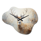Minimalism Beige Deer Portrait IV - Asymmetric Metal Wall Clock