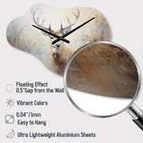 Minimalism Beige Deer Portrait IV - Asymmetric Metal Wall Clock
