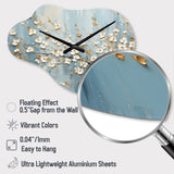 Peacefulness White Blue Dogwood - Asymmetric Metal Wall Clock