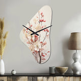 White Dogwood Blossom Harmony III - Asymmetric Metal Wall Clock