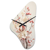 White Dogwood Blossom Harmony III - Asymmetric Metal Wall Clock