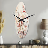 White Dogwood Blossom Harmony III - Asymmetric Metal Wall Clock