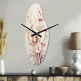 White Dogwood Blossom Harmony III - Asymmetric Metal Wall Clock