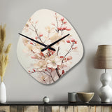 White Dogwood Blossom Harmony III - Asymmetric Metal Wall Clock