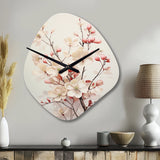 White Dogwood Blossom Harmony III - Asymmetric Metal Wall Clock
