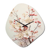 White Dogwood Blossom Harmony III - Asymmetric Metal Wall Clock