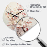 White Dogwood Blossom Harmony III - Asymmetric Metal Wall Clock