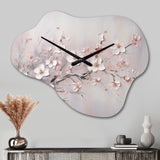 Pink And Grey Cherry Blossom Charm - Asymmetric Metal Wall Clock
