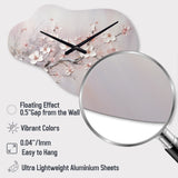 Pink And Grey Cherry Blossom Charm - Asymmetric Metal Wall Clock