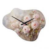 Pink Roses Farmhouse Charm - Asymmetric Metal Wall Clock