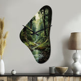 River Into Enchanted Woods I - Asymmetric Metal Wall Clock