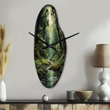 River Into Enchanted Woods I - Asymmetric Metal Wall Clock