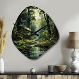 River Into Enchanted Woods I - Asymmetric Metal Wall Clock
