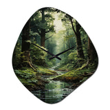 River Into Enchanted Woods I - Asymmetric Metal Wall Clock
