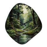 River Into Enchanted Woods I - Asymmetric Metal Wall Clock