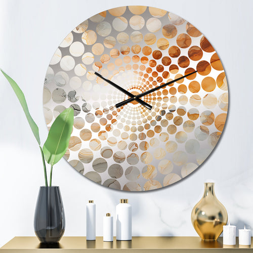 Abstract Beige And Gold Geyser Paint II - Abstract Metal Wall Clock