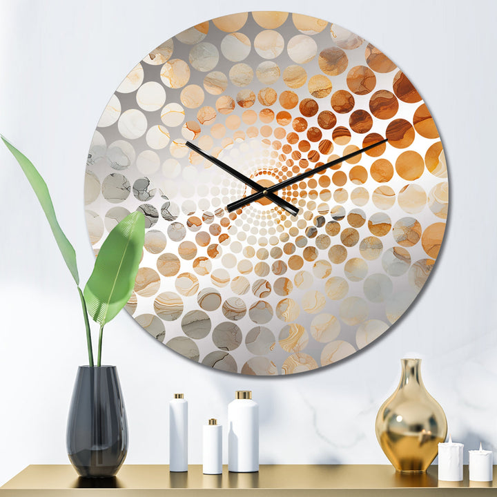 Abstract Beige And Gold Geyser Paint II - Abstract Metal Wall Clock