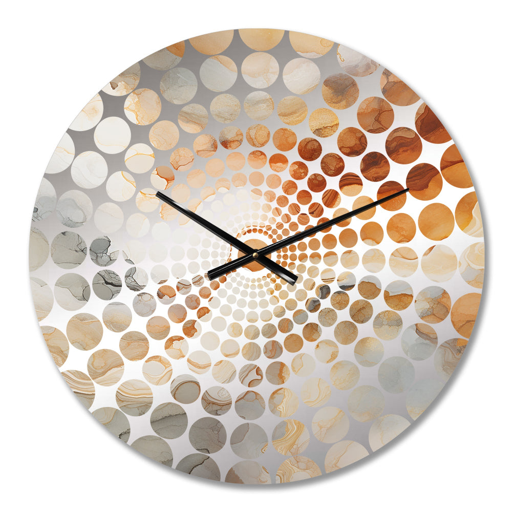 Abstract Beige And Gold Geyser Paint II - Abstract Metal Wall Clock