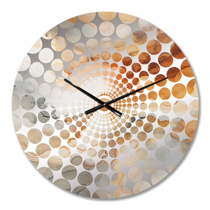 Abstract Beige And Gold Geyser Paint II - Abstract Metal Wall Clock