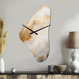 Abstract Beige And Gold Geyser Paint III - Asymmetric Metal Wall Clock