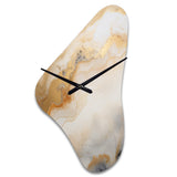Abstract Beige And Gold Geyser Paint III - Asymmetric Metal Wall Clock