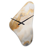 Abstract Beige And Gold Geyser Paint III - Asymmetric Metal Wall Clock