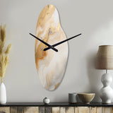 Abstract Beige And Gold Geyser Paint III - Asymmetric Metal Wall Clock