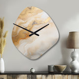 Abstract Beige And Gold Geyser Paint III - Asymmetric Metal Wall Clock