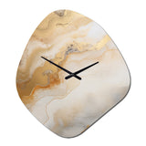 Abstract Beige And Gold Geyser Paint III - Asymmetric Metal Wall Clock