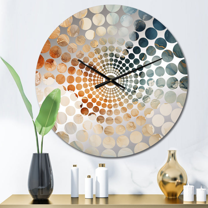 Abstract Beige And Gold Geyser Paint V - Abstract Metal Wall Clock