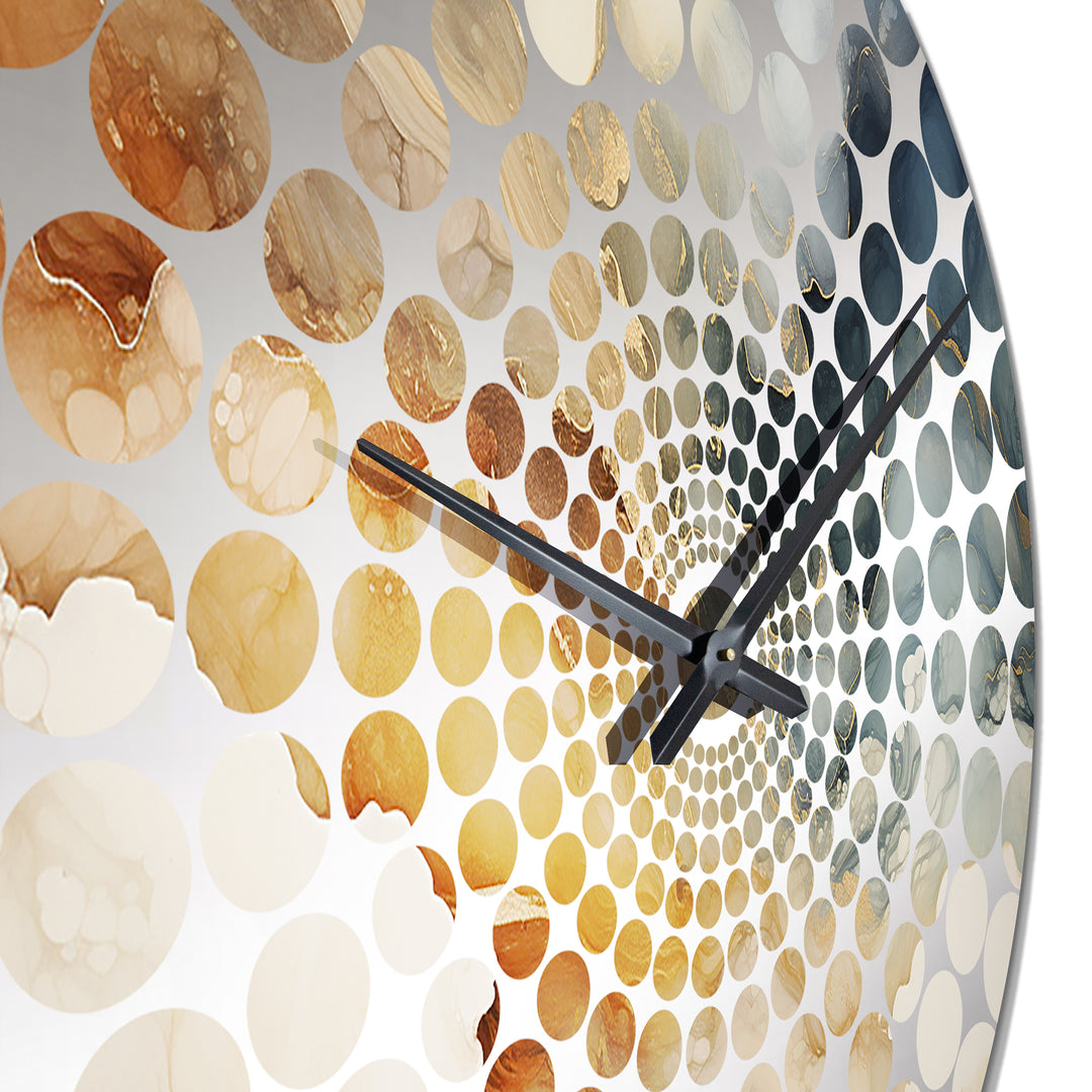 Abstract Beige And Gold Geyser Paint V - Abstract Metal Wall Clock