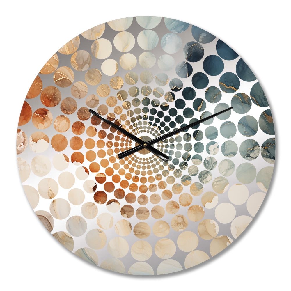 Abstract Beige And Gold Geyser Paint V - Abstract Metal Wall Clock