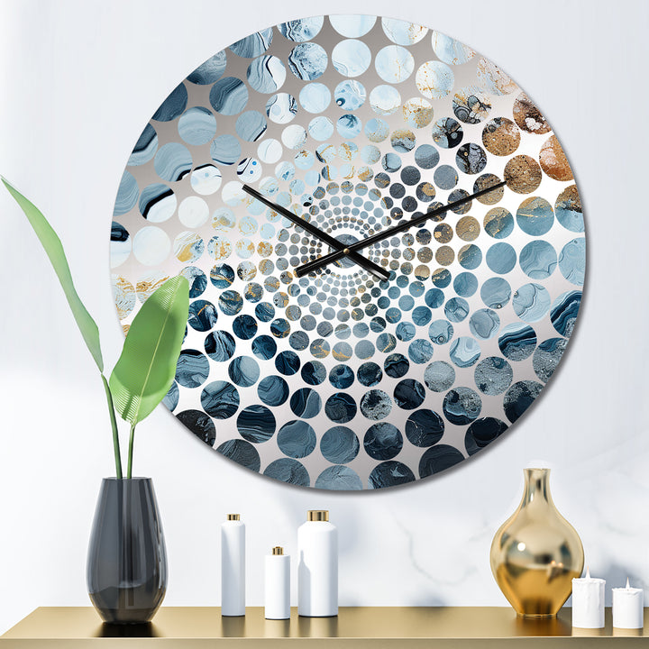 Black And Blue Ink Volcano - Abstract Metal Wall Clock