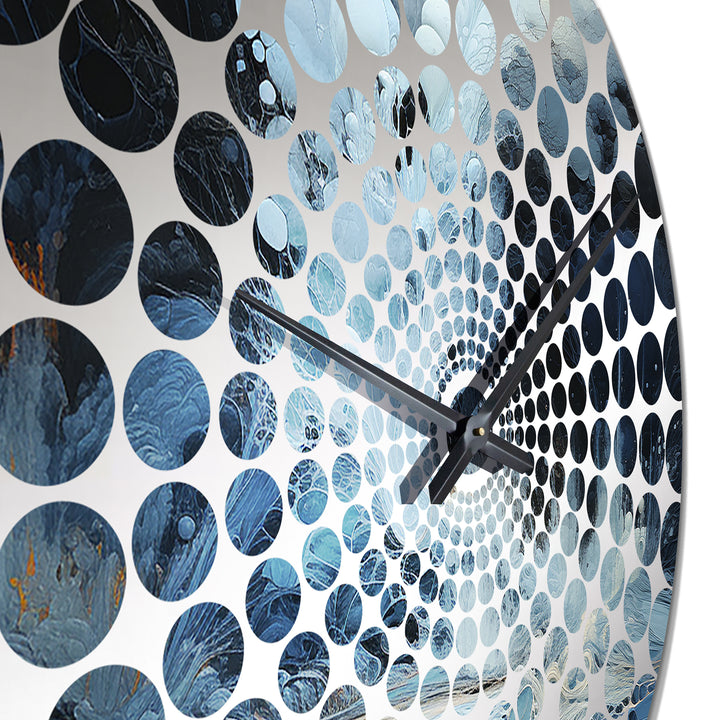 Black And Blue Ink Volcano I - Landscapes Metal Wall Clock