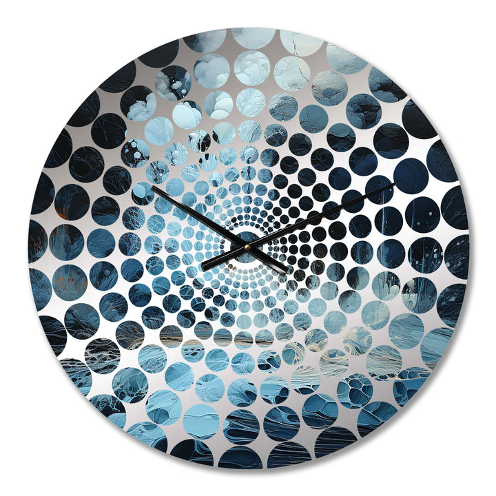 Black And Blue Ink Volcano I - Landscapes Metal Wall Clock
