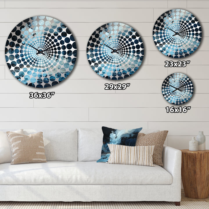 Black And Blue Ink Volcano I - Landscapes Metal Wall Clock