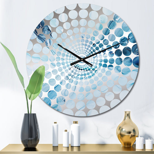 White And Blue Glacier Charm Liquid Art III - Abstract Metal Wall Clock