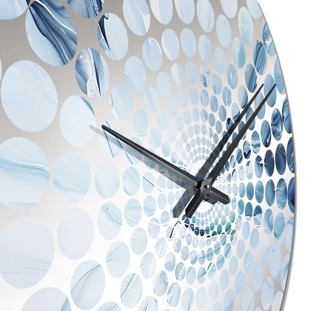 White And Blue Glacier Charm Liquid Art III - Abstract Metal Wall Clock