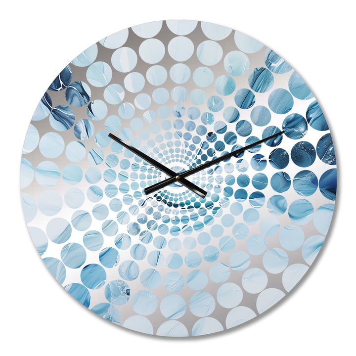 White And Blue Glacier Charm Liquid Art III - Abstract Metal Wall Clock