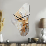 Beige And Gold Glacier Stone Simplicity III - Asymmetric Metal Wall Clock