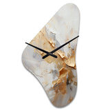 Beige And Gold Glacier Stone Simplicity III - Asymmetric Metal Wall Clock