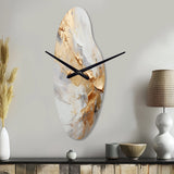 Beige And Gold Glacier Stone Simplicity III - Asymmetric Metal Wall Clock