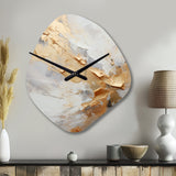 Beige And Gold Glacier Stone Simplicity III - Asymmetric Metal Wall Clock