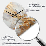 Beige And Gold Glacier Stone Simplicity III - Asymmetric Metal Wall Clock