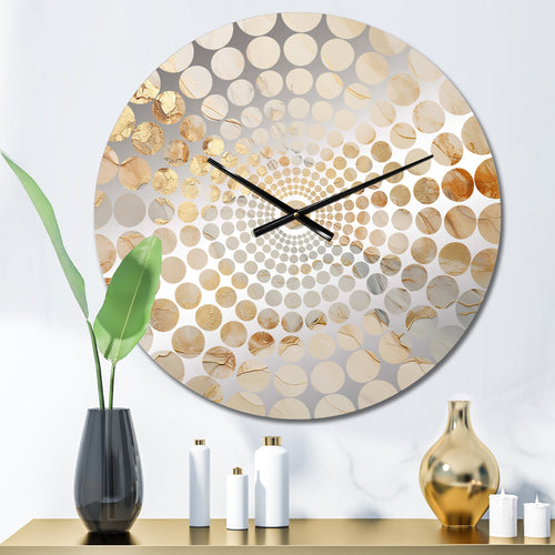 Beige And Gold Glacier Stone Art I - Abstract Metal Wall Clock