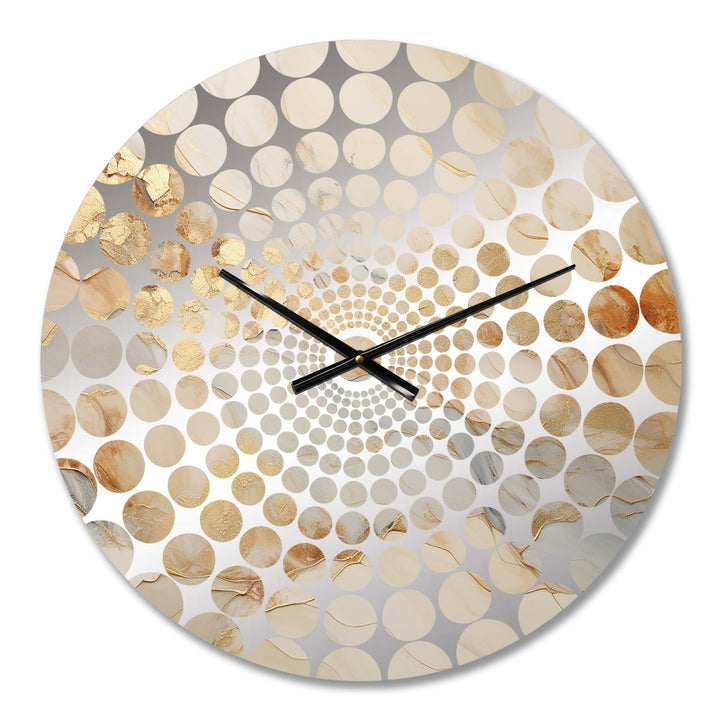 Beige And Gold Glacier Stone Art I - Abstract Metal Wall Clock